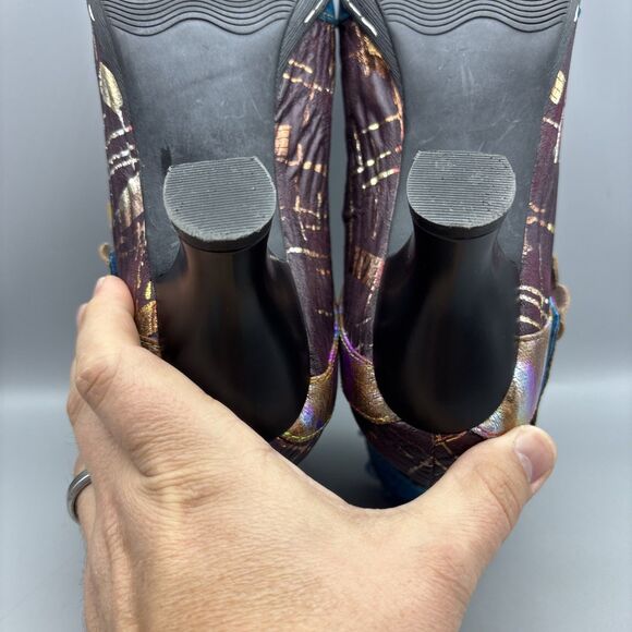 Colorful Ankle Boots with Floral Accent - Picture 9 of 11